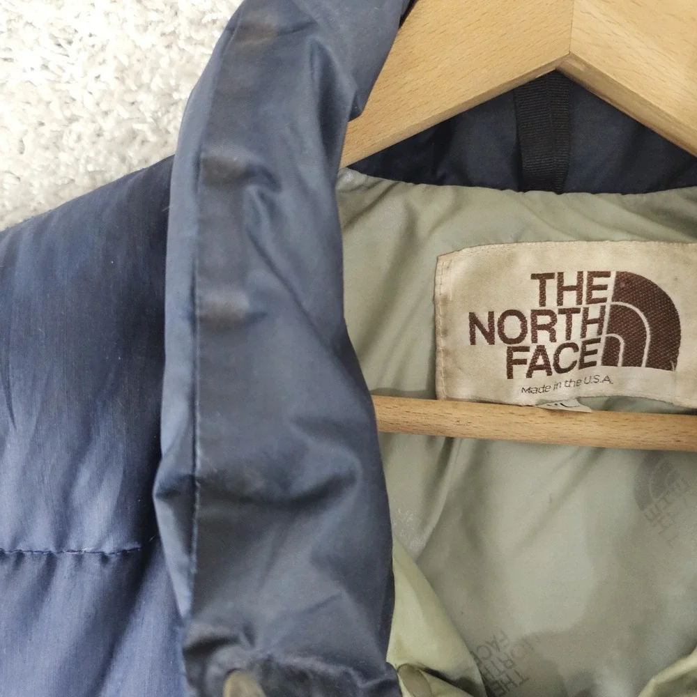 Vintage 70s The North Face Goose Down Jacket Mens XL Blue Puffer Made USA